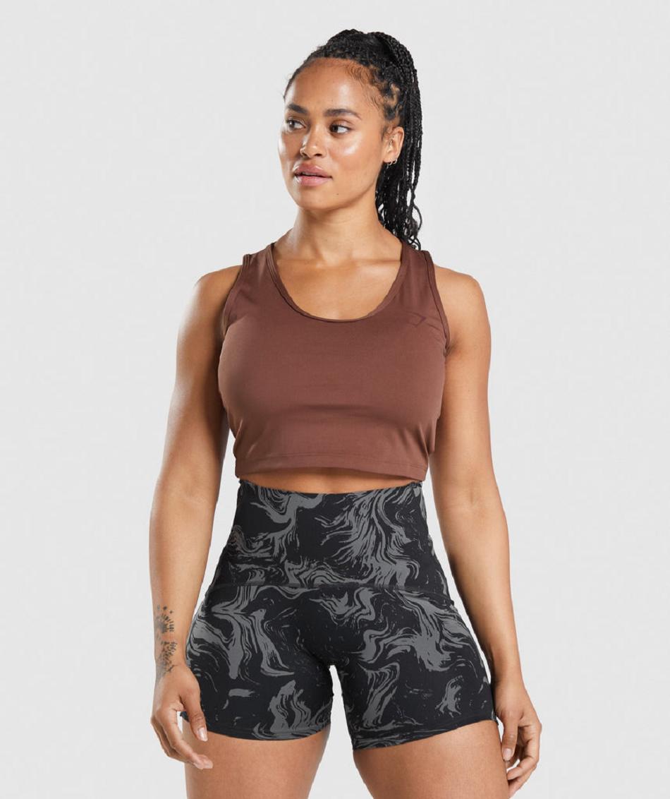 Camiseta Tirantes Gymshark Gs Power Open Back Cropped Mujer Rosas Marrones | CO 2401BEX